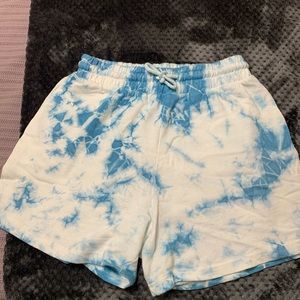 ELAN Tie Dye Knit Drawstring Shorts T Blue